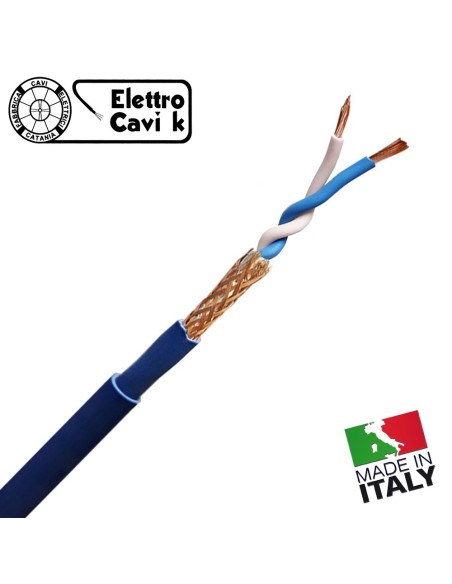 CAVO PER VIDEOCITOFONO 2x1 mm² SCHERMATO GRADO 4° 2 FILI TWISTATO BIPOLARE 2 POLI PROFESSIONALE UNIVERSALE MADE IN ITALY