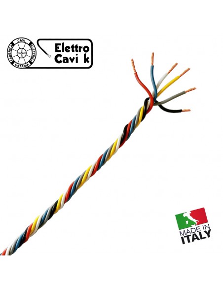 CAVO CITOFONICO 6x0,50 mm² PERMUTATORE TRECCIA SCOPERTA 6 POLI MULTIPOLARE FLESSIBILE IN RAME PROFESSIONALE MADE IN ITALY