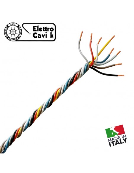 CAVO CITOFONICO 8x0,50 mm² PERMUTATORE TRECCIA SCOPERTA 8 POLI MULTIPOLARE FLESSIBILE IN RAME PROFESSIONALE MADE IN ITALY
