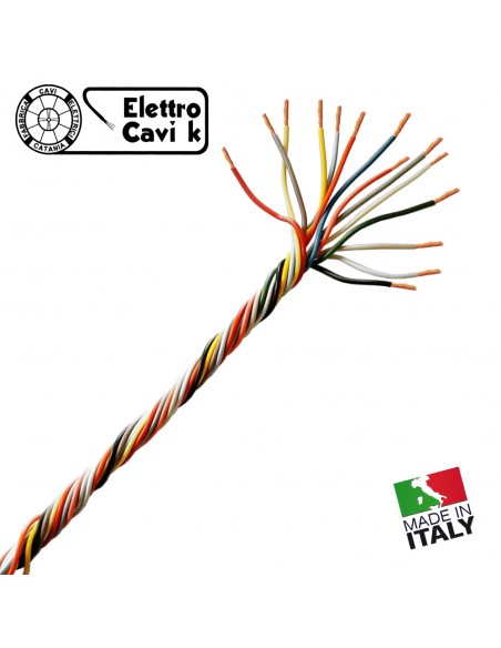 CAVO CITOFONICO 14x0,50 mm² PERMUTATORE TRECCIA SCOPERTA 14 POLI MULTIPOLARE FLESSIBILE IN RAME PROFESSIONALE MADE IN ITALY