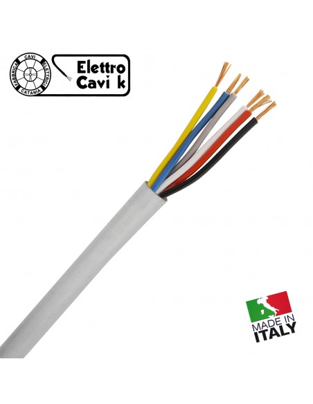 CAVO FROR CITOFONICO 6x0,50 mm² PERMUTATORE RICOPERTO TRECCIA GUAINATA 6 POLI FLESSIBILE IN RAME PROFESSIONALE MADE IN ITALY