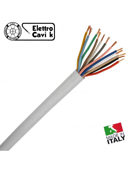 CAVO FROR CITOFONICO 12x0,50 mm² PERMUTATORE RICOPERTO TRECCIA GUAINATA 12 POLI FLESSIBILE IN RAME PROFESSIONALE MADE IN ITALY