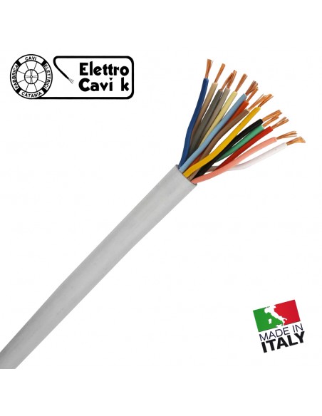 CAVO FROR CITOFONICO 14x0,50 mm² PERMUTATORE RICOPERTO TRECCIA GUAINATA 14 POLI FLESSIBILE IN RAME PROFESSIONALE MADE IN ITALY