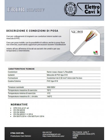 CAVO FROR CITOFONICO 14x0,50 mm²...