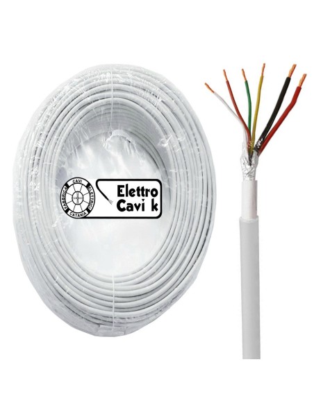 CAVO ALLARME 2x0,50+4x0,22 mm² GRADO 4° DA ESTERNO SCHERMATO ANTIFURTO MULTIPOLARE 6 POLI IN RAME