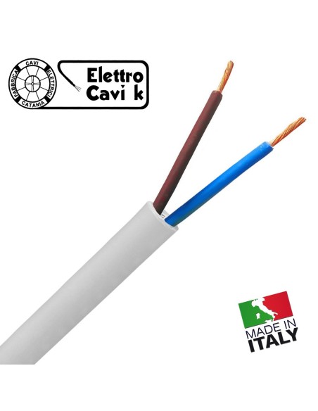 CAVO ELETTRICO FROR 2x1 mm² GOMMATO ANTIFIAMMA FLESSIBILE BIPOLARE 2 POLI  450/750V CPR PROFESSIONALE MADE IN ITALY