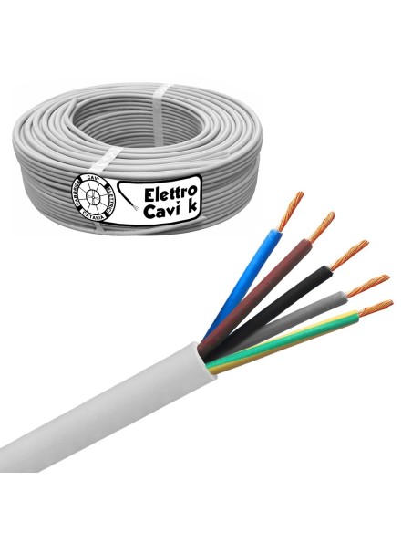 CAVO ELETTRICO FROR 5G2.5 mm² GOMMATO ANTIFIAMMA FLESSIBILE PENTAPOLARE 5 POLI 450/750V CPR PROFESSIONALE MADE IN ITALY