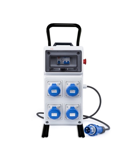 QUADRO ELETTRICO INDUSTRIALE + CAVALLETTO 16A CANTIERE 220V 4 PRESE IND. 2P+T 16A IP67 MAGNETOTERMICO ASC MONOFASE CERTIFICATO