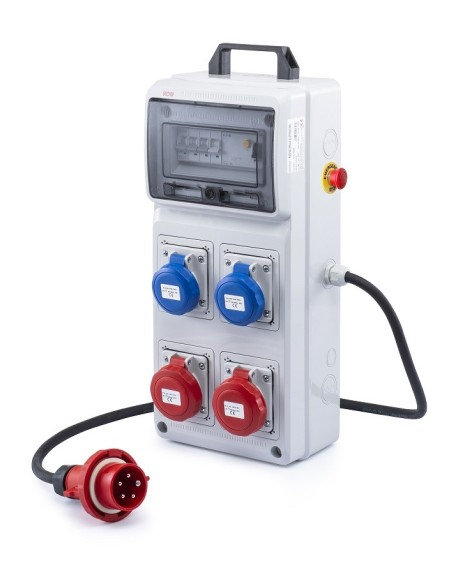 QUADRO ELETTRICO INDUSTRIALE + CAVALLETTO 16A CANTIERE 220/380V 4 PRESE IND. 2P+T 3P+T 16A IP67 MAGNETOTERMICO ASC CERTIFICATO