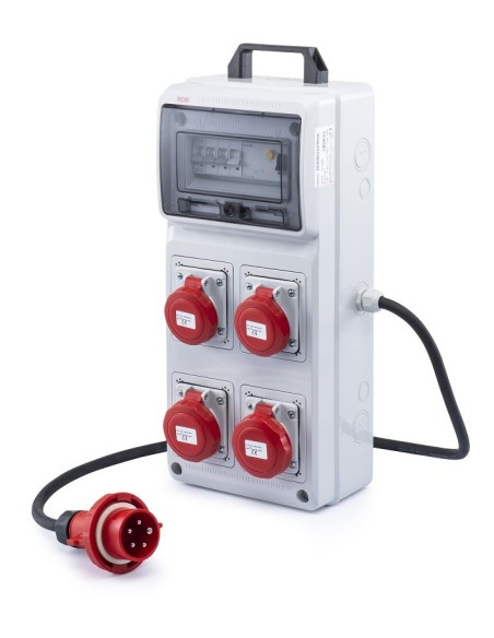 QUADRO ELETTRICO INDUSTRIALE 16A CANTIERE 380V 4 PRESE IND. 3P+T + 3P+N+T 16A IP67 MAGNETOTERMICO DIFF ASC IP65 CERTIFICATO ROSI