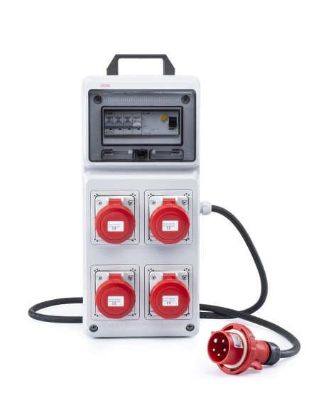 QUADRO ELETTRICO INDUSTRIALE 16A CANTIERE 380V 4 PRESE IND. 3P+T + 3P+N+T 16A IP67 MAGNETOTERMICO DIFF ASC IP65 CERTIFICATO ROSI