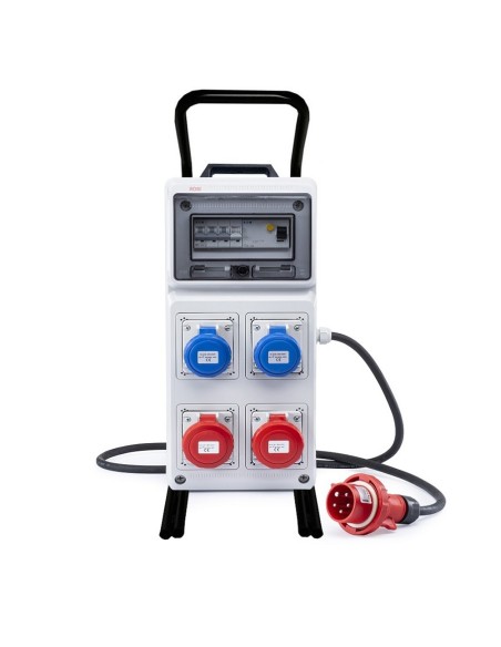 QUADRO ELETTRICO INDUSTRIALE + CAVALLETTO 16A CANTIERE 220/380V 4 PRESE IND 2P+T 3P+N+T 16A IP67 MAGNETOTERMICO ASC CERTIFICATO