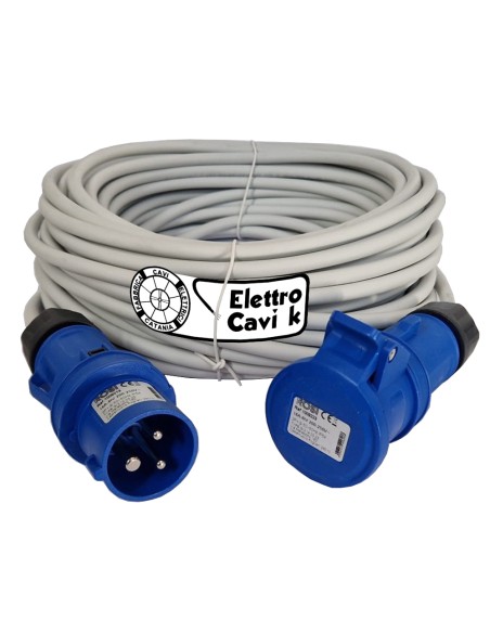 PROLUNGA ELETTRICA INDUSTRIALE 16A MONOFASE CEE 220V 2P+T IP54 FROR 3G2,5 mm² 3 POLI FLESSIBILE PROFESSIONALE MADE IN ITALY