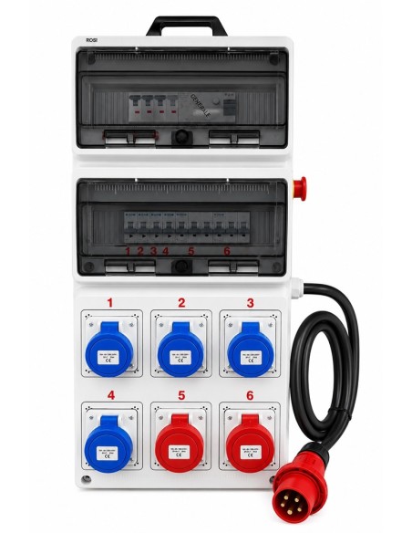 QUADRO ELETTRICO INDUSTRIALE 16A 18kW MONOFASE TRIFASE CANTIERE 220V 380V  2P+T 16A  3P+T 16A IP67 ASC CERTIFICATO ROSI