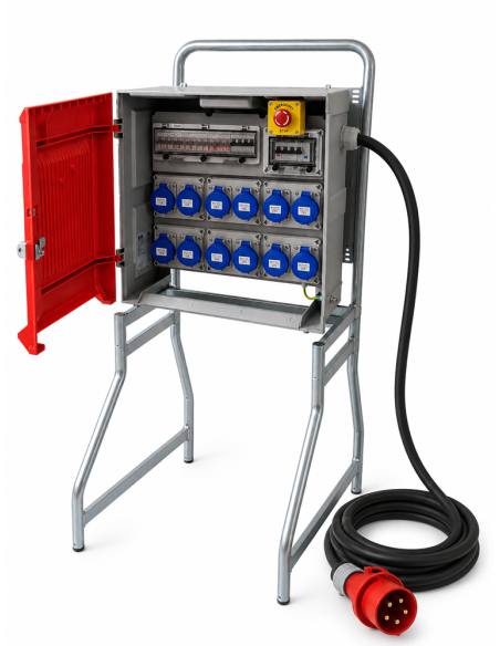 QUADRO ELETTRICO INDUSTRIALE 63A 35kW MONOFASE CANTIERE 220V 6 PRESE IND. 2P+T 16A IP67 ASC IP65 MONOFASE CON CAVALLETTO ROSI